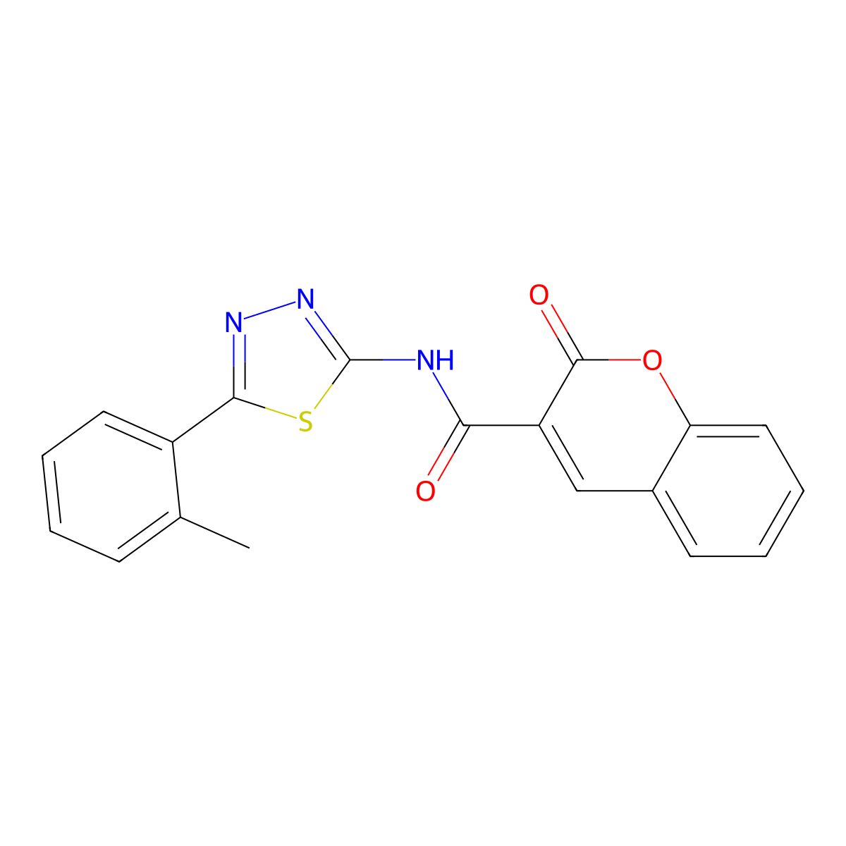 N-[5-(2-methylphenyl)-1,3,4-thiadiazol-2-yl]-2-oxochromene-3-carboxamide molecular structure, CAS 476460-21-6