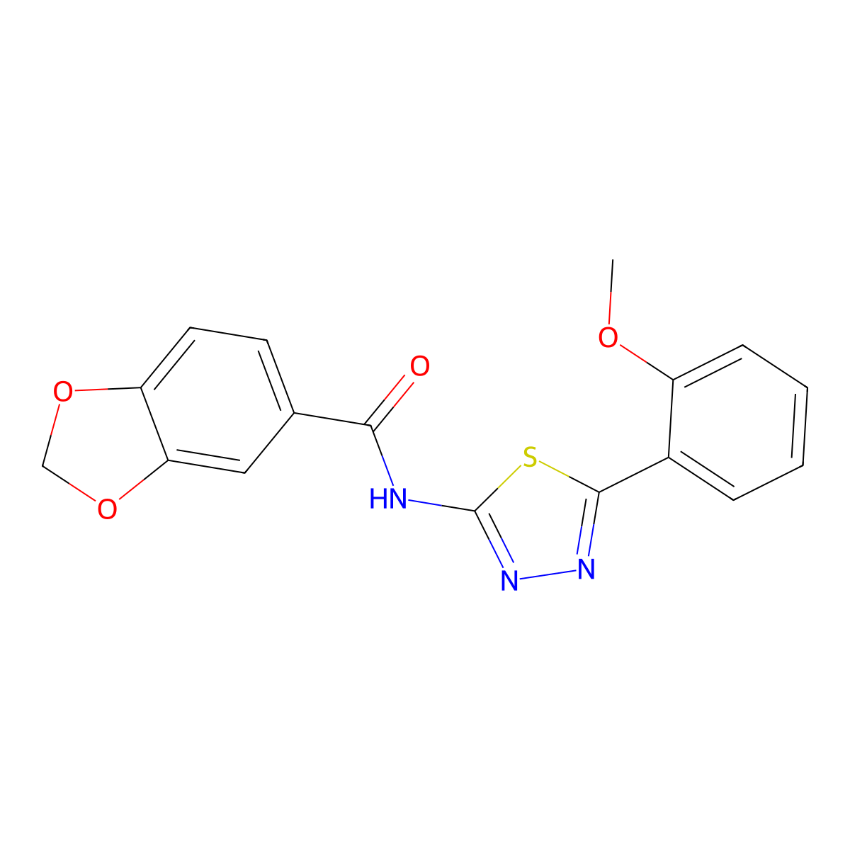 N-(5-(2-methoxyphenyl)-1,3,4-thiadiazol-2-yl)benzo[d][1,3]dioxole-5-carboxamide molecular structure, CAS 476460-28-3