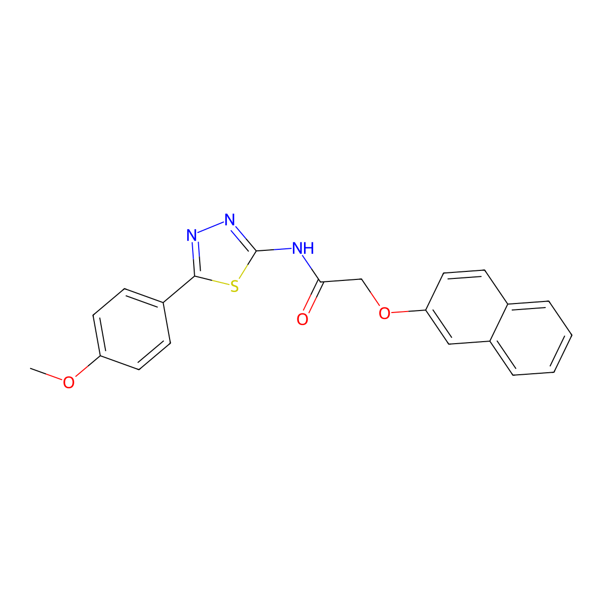 N-[5-(4-methoxyphenyl)-1,3,4-thiadiazol-2-yl]-2-(naphthalen-2-yloxy)acetamide molecular structure, CAS 476461-84-4