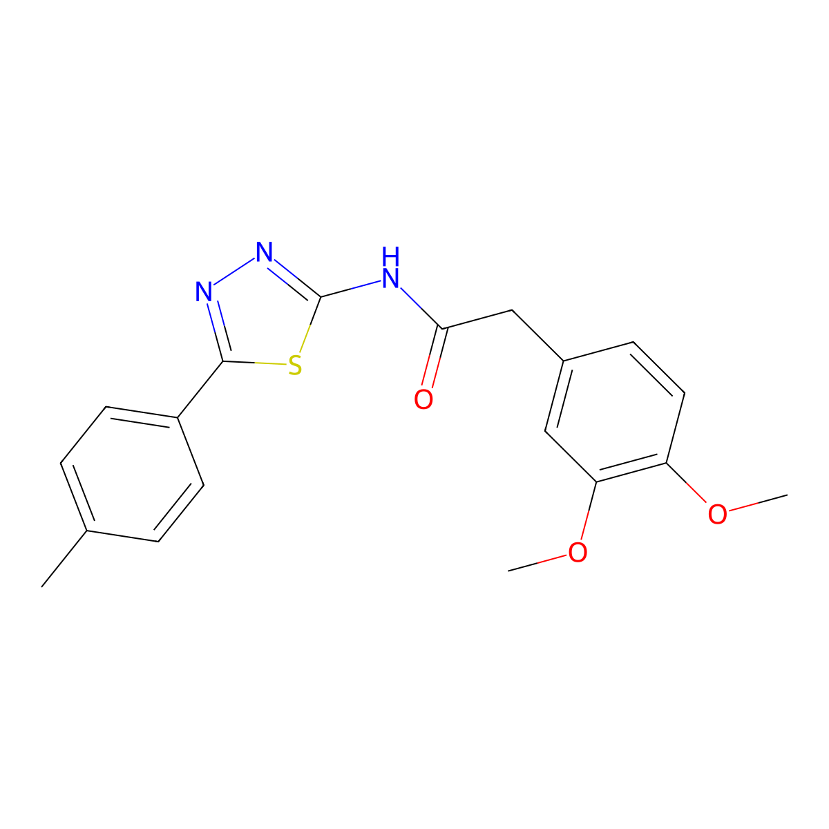 2-(3,4-dimethoxyphenyl)-N-[5-(4-methylphenyl)-1,3,4-thiadiazol-2-yl]acetamide molecular structure, CAS 476462-08-5