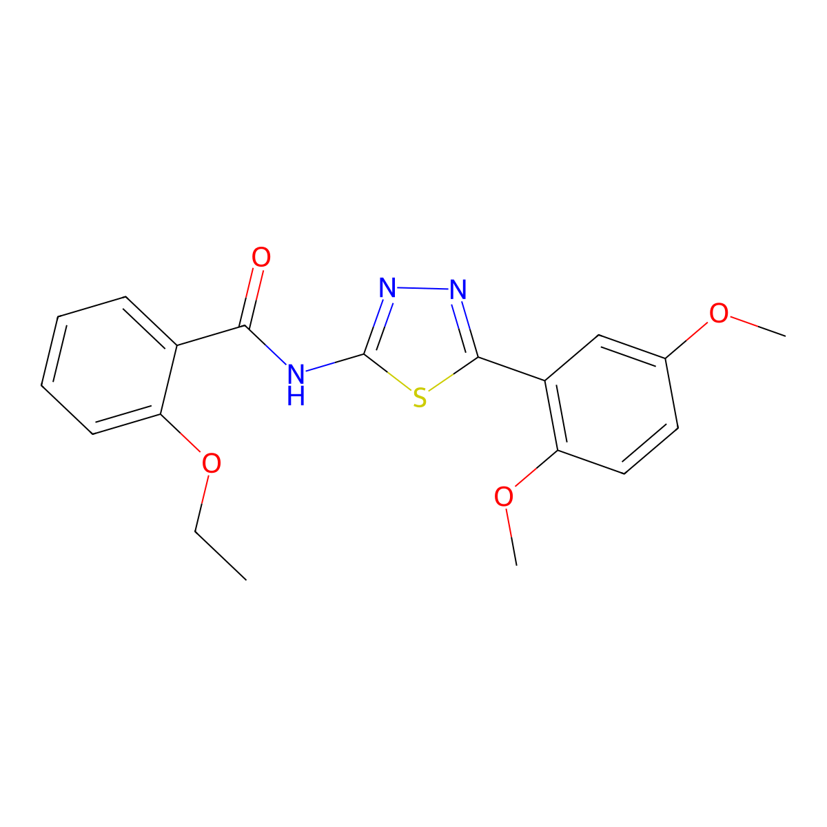 N-[5-(2,5-dimethoxyphenyl)-1,3,4-thiadiazol-2-yl]-2-ethoxybenzamide molecular structure, CAS 476462-20-1