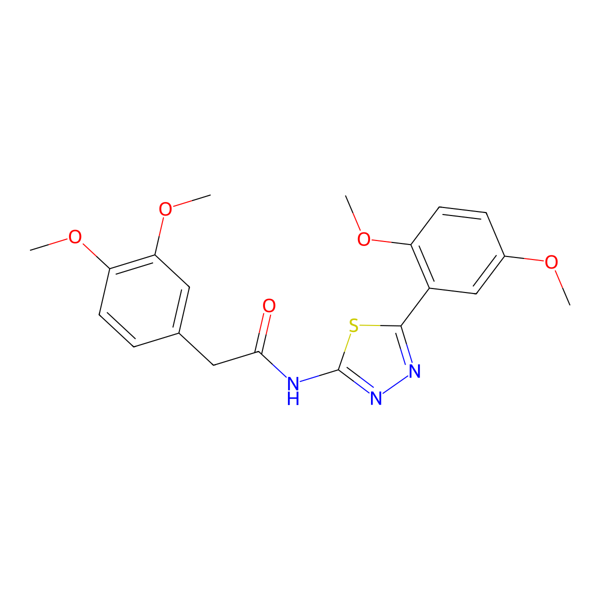 2-(3,4-dimethoxyphenyl)-N-[5-(2,5-dimethoxyphenyl)-1,3,4-thiadiazol-2-yl]acetamide molecular structure, CAS 476462-23-4
