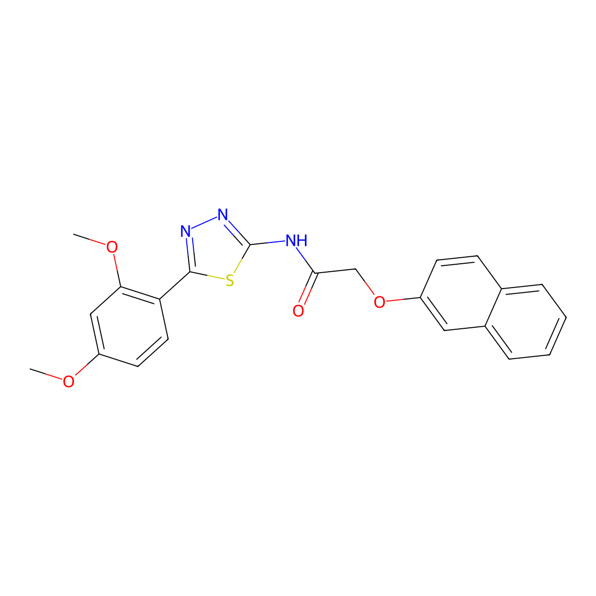 N-[5-(2,4-dimethoxyphenyl)-1,3,4-thiadiazol-2-yl]-2-(naphthalen-2-yloxy)acetamide molecular structure, CAS 476462-30-3