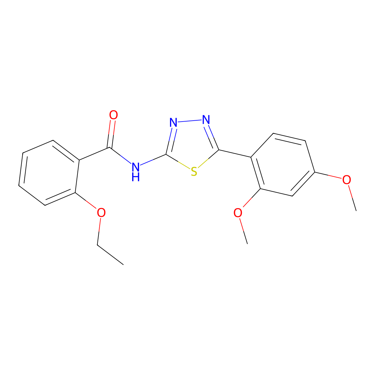 N-[5-(2,4-dimethoxyphenyl)-1,3,4-thiadiazol-2-yl]-2-ethoxybenzamide molecular structure, CAS 476462-35-8