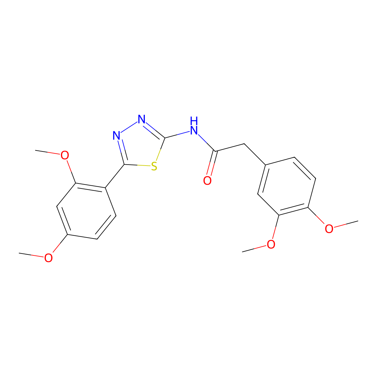 2-(3,4-dimethoxyphenyl)-N-[5-(2,4-dimethoxyphenyl)-1,3,4-thiadiazol-2-yl]acetamide molecular structure, CAS 476462-38-1