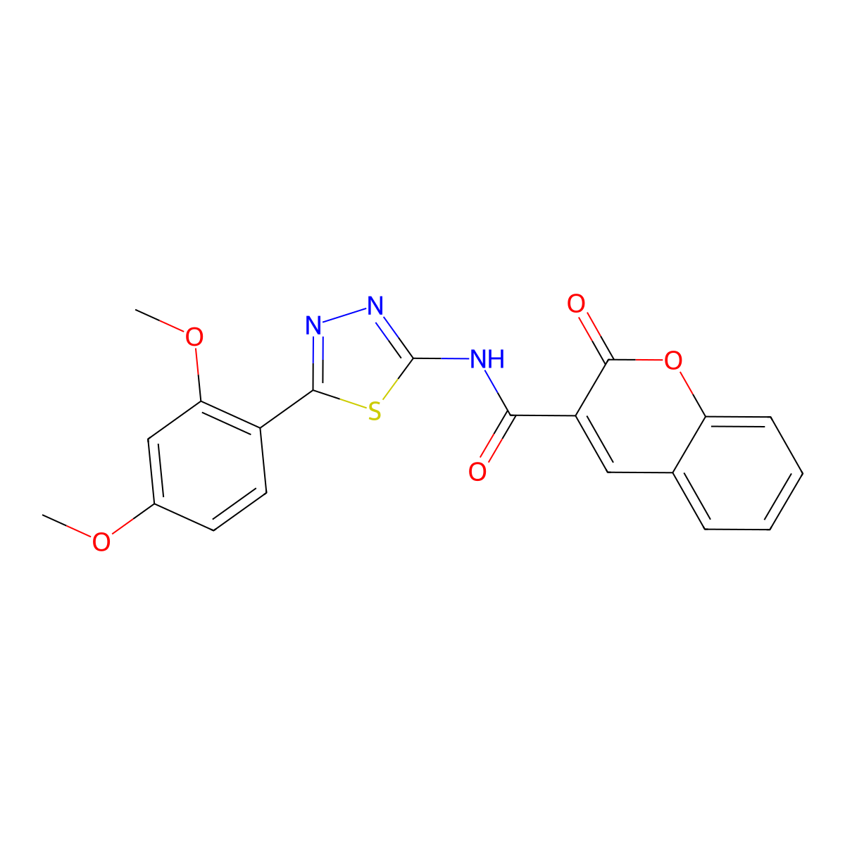 N-(5-(2,4-dimethoxyphenyl)-1,3,4-thiadiazol-2-yl)-2-oxo-2H-chromene-3-carboxamide molecular structure, CAS 476462-40-5