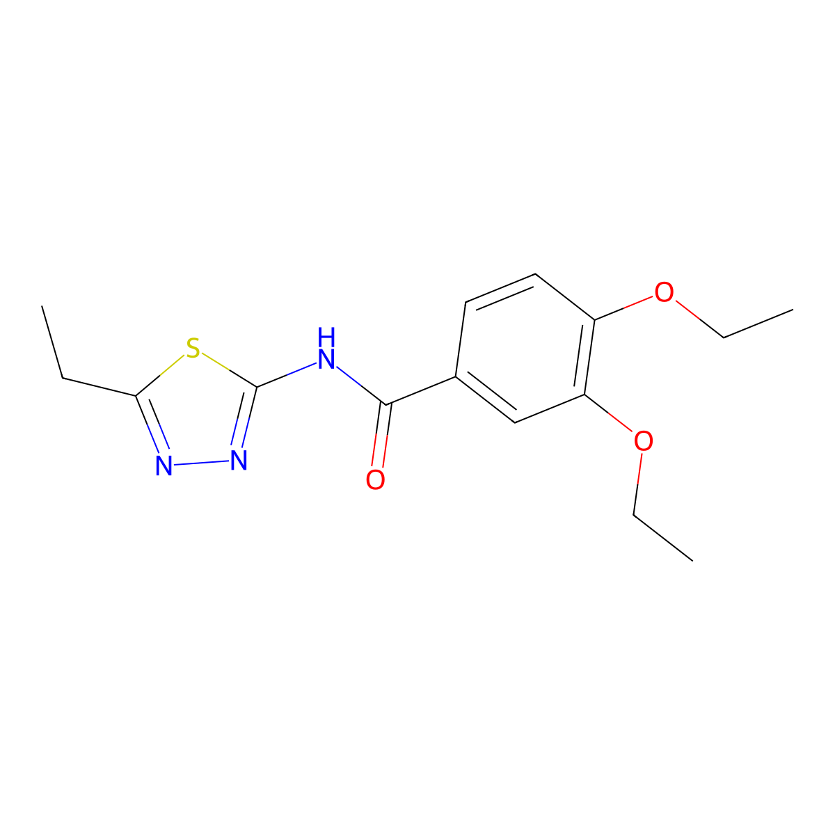 3,4-diethoxy-N-(5-ethyl-1,3,4-thiadiazol-2-yl)benzamide molecular structure, CAS 476462-58-5