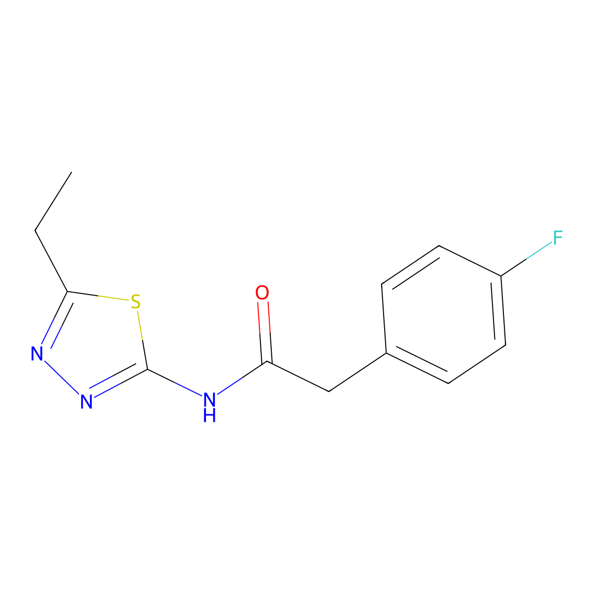 N-(5-ethyl-1,3,4-thiadiazol-2-yl)-2-(4-fluorophenyl)acetamide molecular structure, CAS 476462-59-6