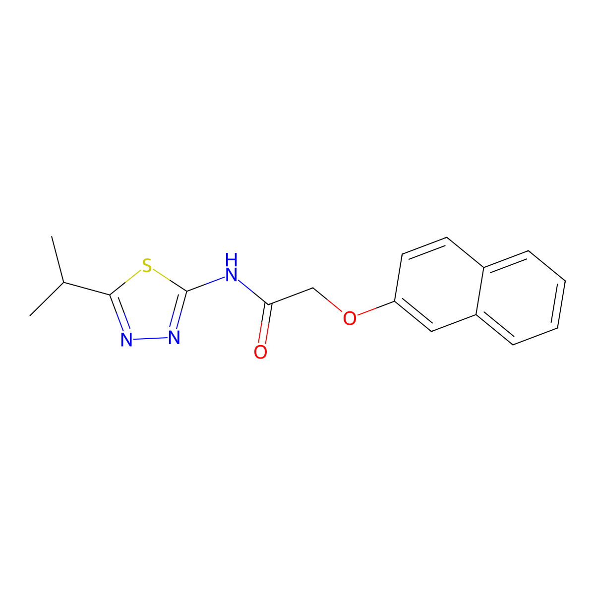 N-(5-isopropyl-1,3,4-thiadiazol-2-yl)-2-(naphthalen-2-yloxy)acetamide molecular structure, CAS 476462-93-8