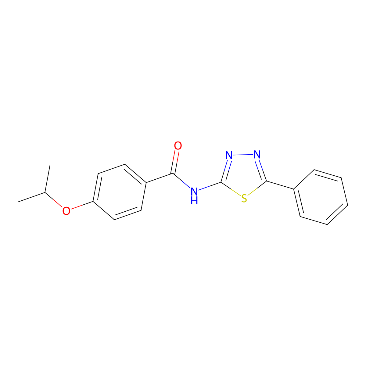 N-(5-phenyl-1,3,4-thiadiazol-2-yl)-4-(propan-2-yloxy)benzamide molecular structure, CAS 476463-03-3