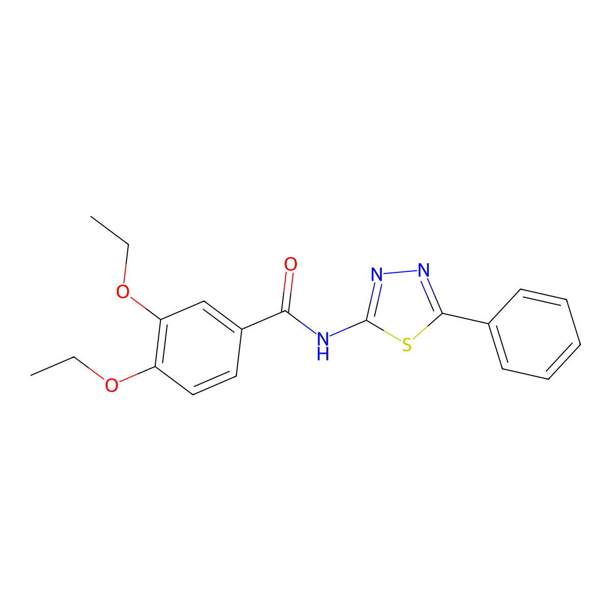 3,4-diethoxy-N-(5-phenyl-1,3,4-thiadiazol-2-yl)benzamide molecular structure, CAS 476463-10-2