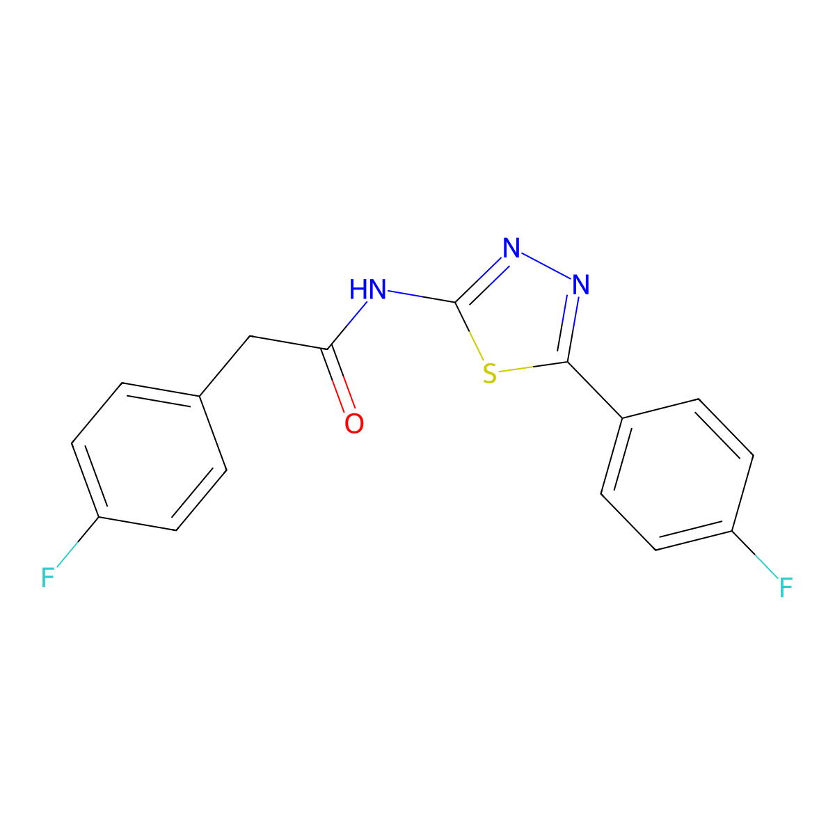 2-(4-fluorophenyl)-N-(5-(4-fluorophenyl)-1,3,4-thiadiazol-2-yl)acetamide molecular structure, CAS 476463-39-5