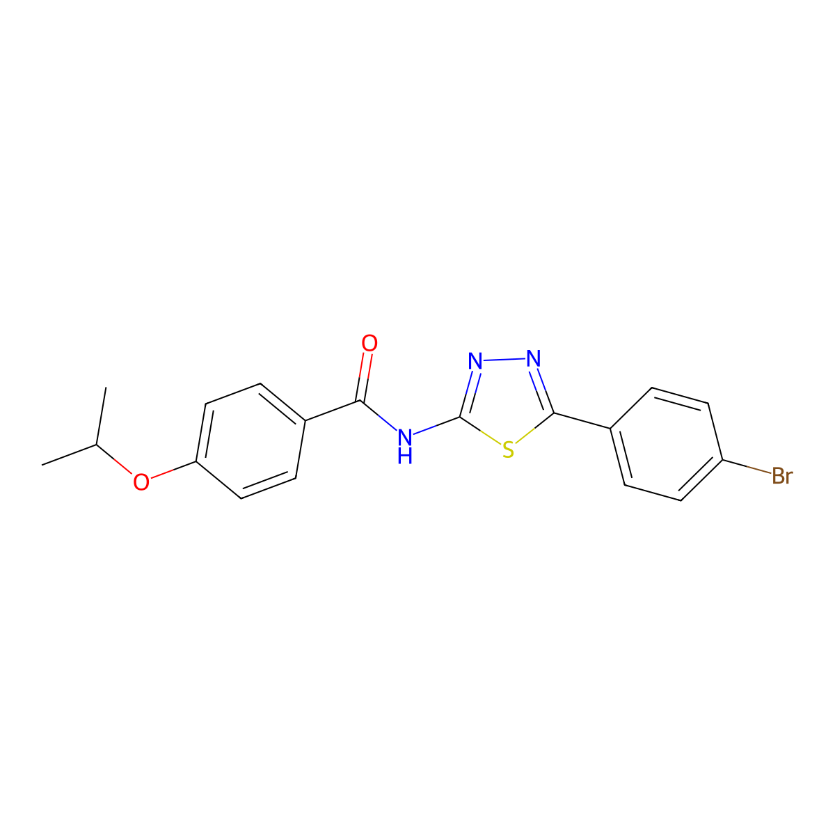 N-(5-(4-bromophenyl)-1,3,4-thiadiazol-2-yl)-4-isopropoxybenzamide molecular structure, CAS 476463-41-9
