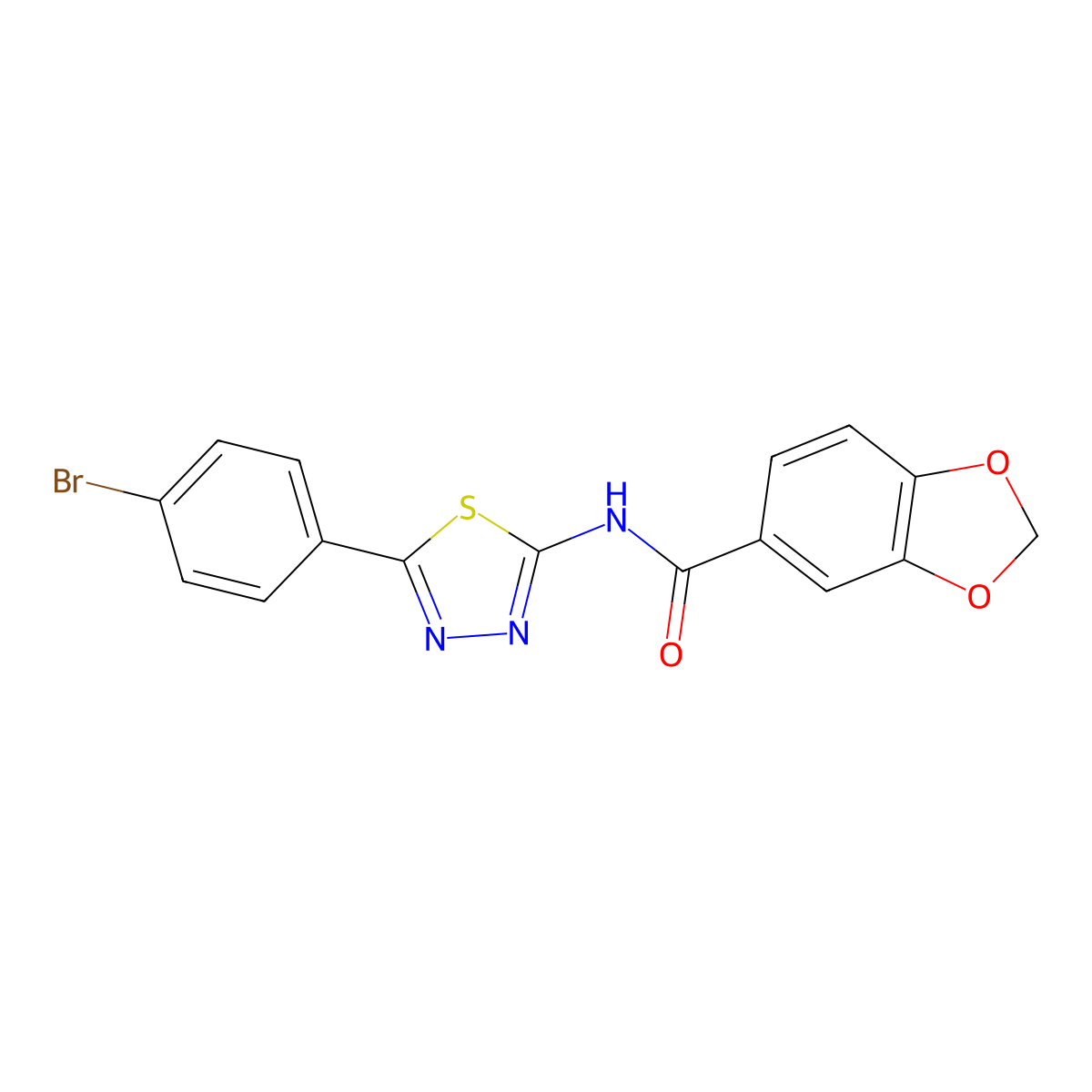 N-(5-(4-bromophenyl)-1,3,4-thiadiazol-2-yl)benzo[d][1,3]dioxole-5-carboxamide molecular structure, CAS 476463-45-3