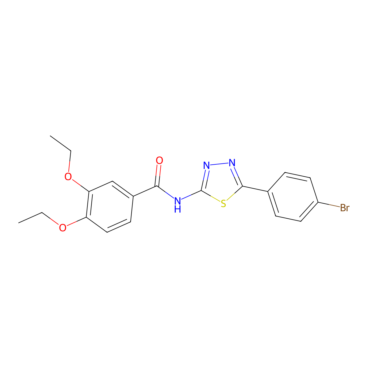 N-[5-(4-bromophenyl)-1,3,4-thiadiazol-2-yl]-3,4-diethoxybenzamide molecular structure, CAS 476463-49-7