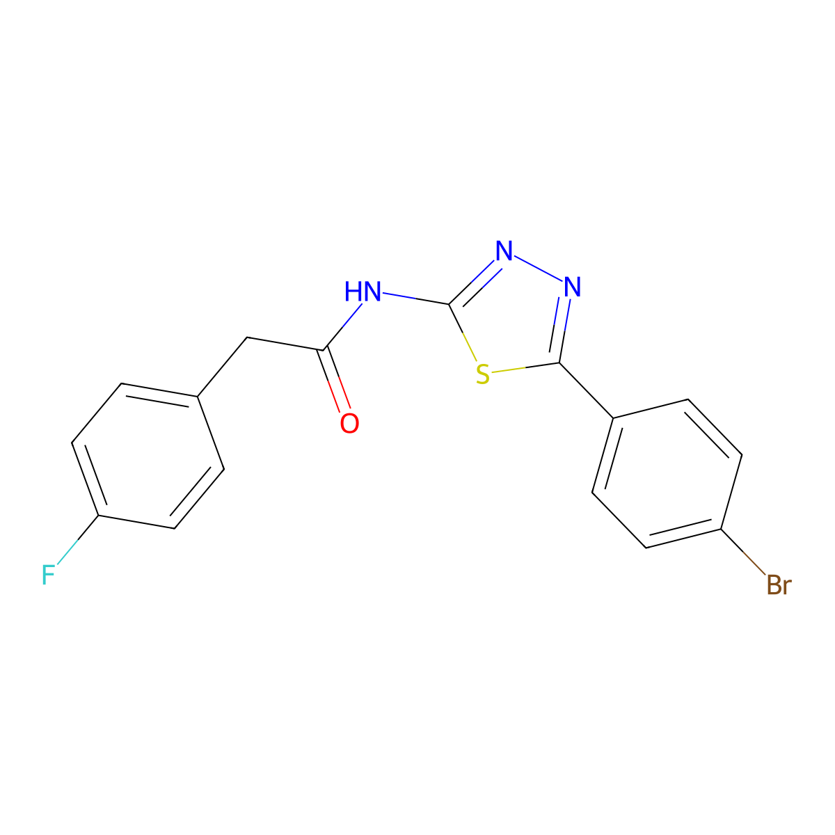 N-[5-(4-bromophenyl)-1,3,4-thiadiazol-2-yl]-2-(4-fluorophenyl)acetamide molecular structure, CAS 476463-54-4