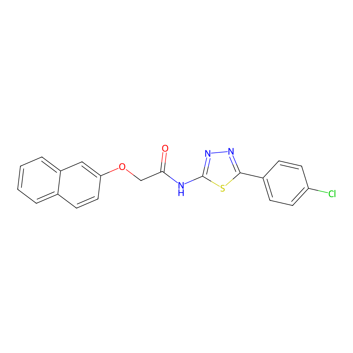 N-(5-(4-chlorophenyl)-1,3,4-thiadiazol-2-yl)-2-(naphthalen-2-yloxy)acetamide molecular structure, CAS 476463-58-8