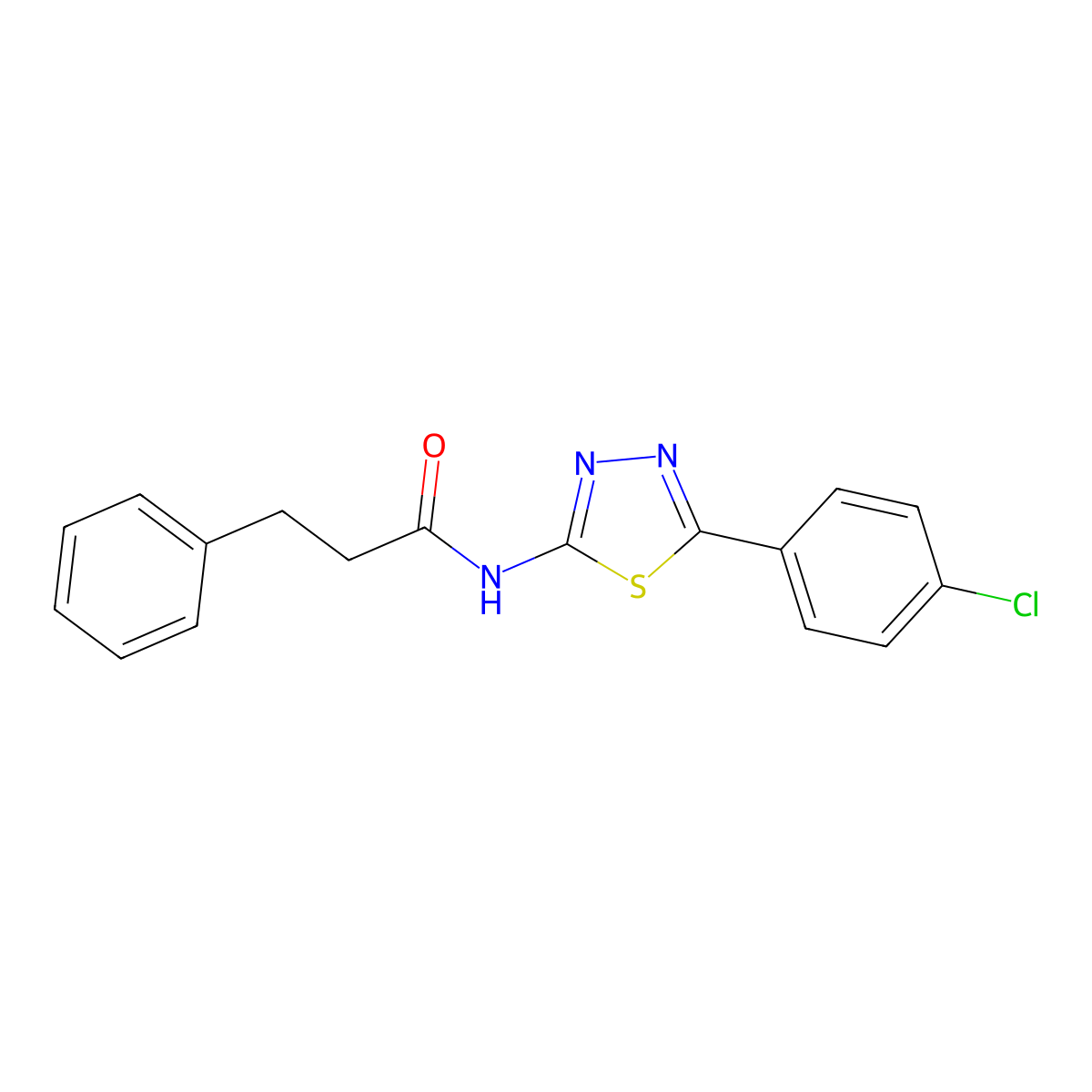 N-(5-(4-chlorophenyl)-1,3,4-thiadiazol-2-yl)-3-phenylpropanamide molecular structure, CAS 476463-64-6