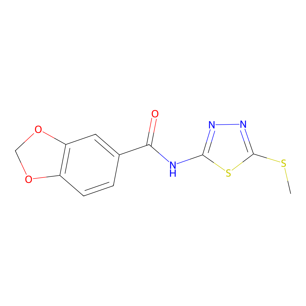 N-(5-(methylthio)-1,3,4-thiadiazol-2-yl)benzo[d][1,3]dioxole-5-carboxamide molecular structure, CAS 476464-04-7