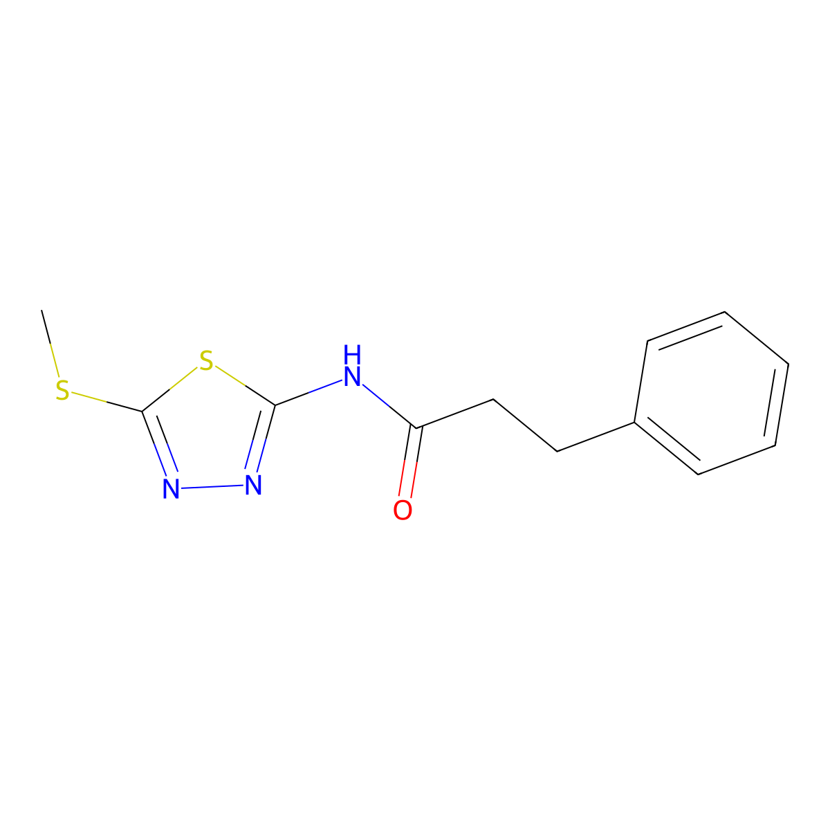 N-[5-(methylthio)-1,3,4-thiadiazol-2-yl]-3-phenylpropanamide molecular structure, CAS 476464-09-2