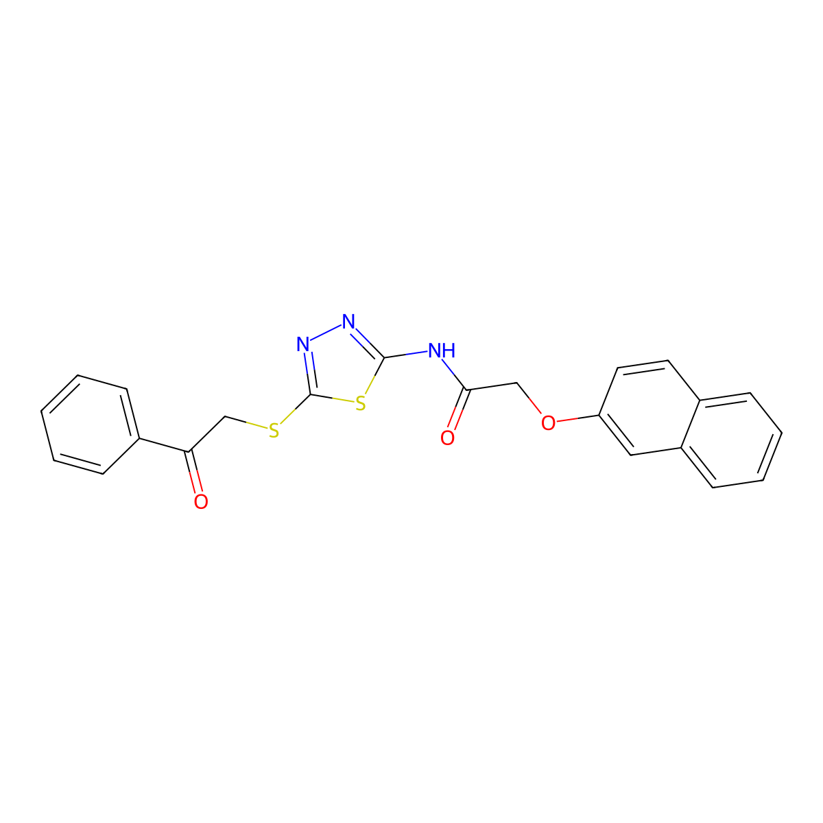 2-(naphthalen-2-yloxy)-N-(5-((2-oxo-2-phenylethyl)thio)-1,3,4-thiadiazol-2-yl)acetamide molecular structure, CAS 476465-37-9