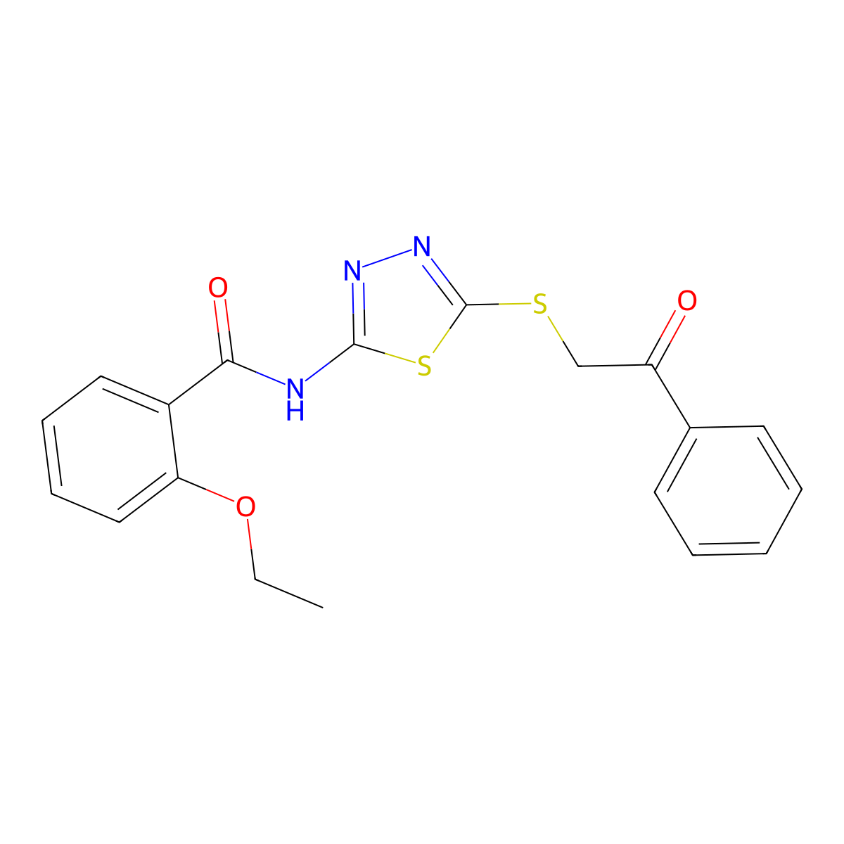 2-ethoxy-N-(5-phenacylsulfanyl-1,3,4-thiadiazol-2-yl)benzamide molecular structure, CAS 476465-42-6