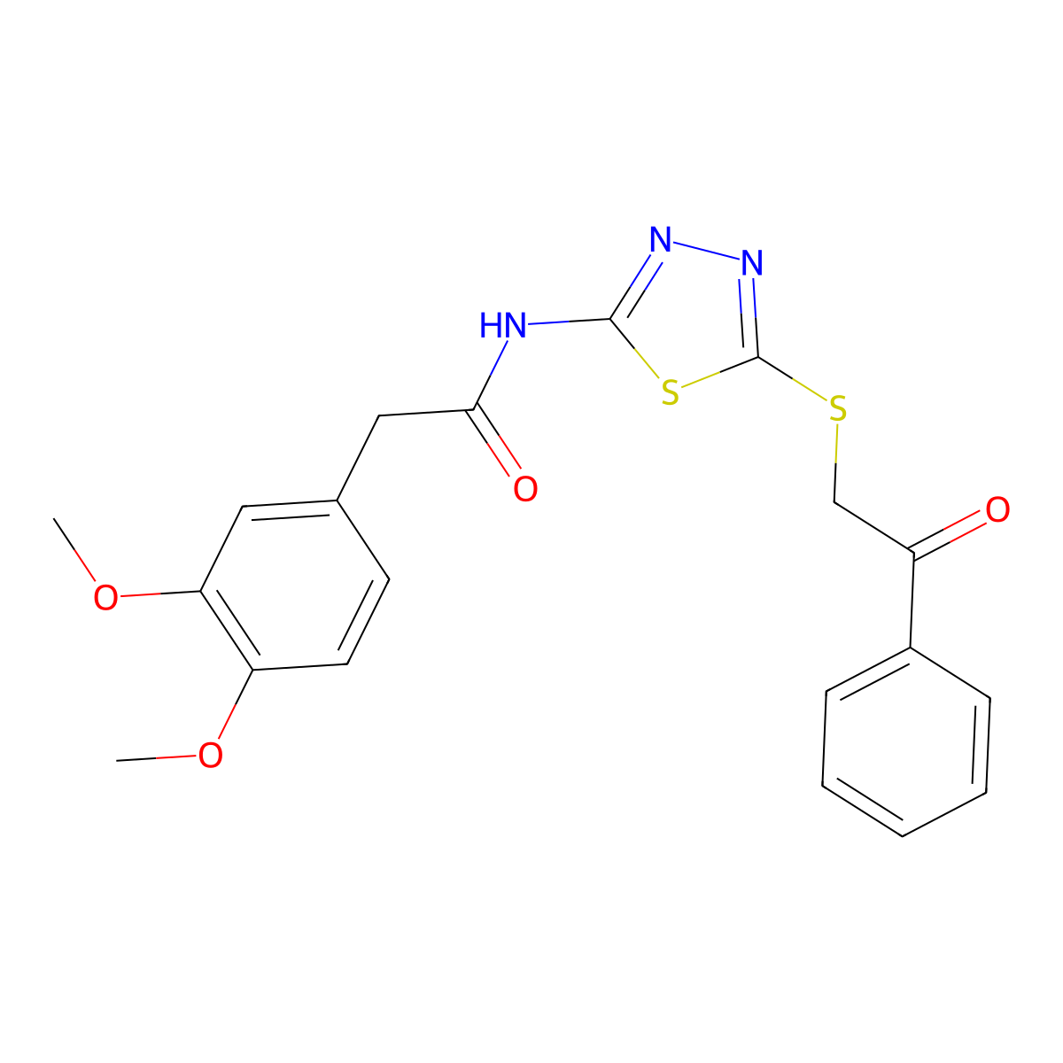 2-(3,4-dimethoxyphenyl)-N-(5-((2-oxo-2-phenylethyl)thio)-1,3,4-thiadiazol-2-yl)acetamide molecular structure, CAS 476465-45-9