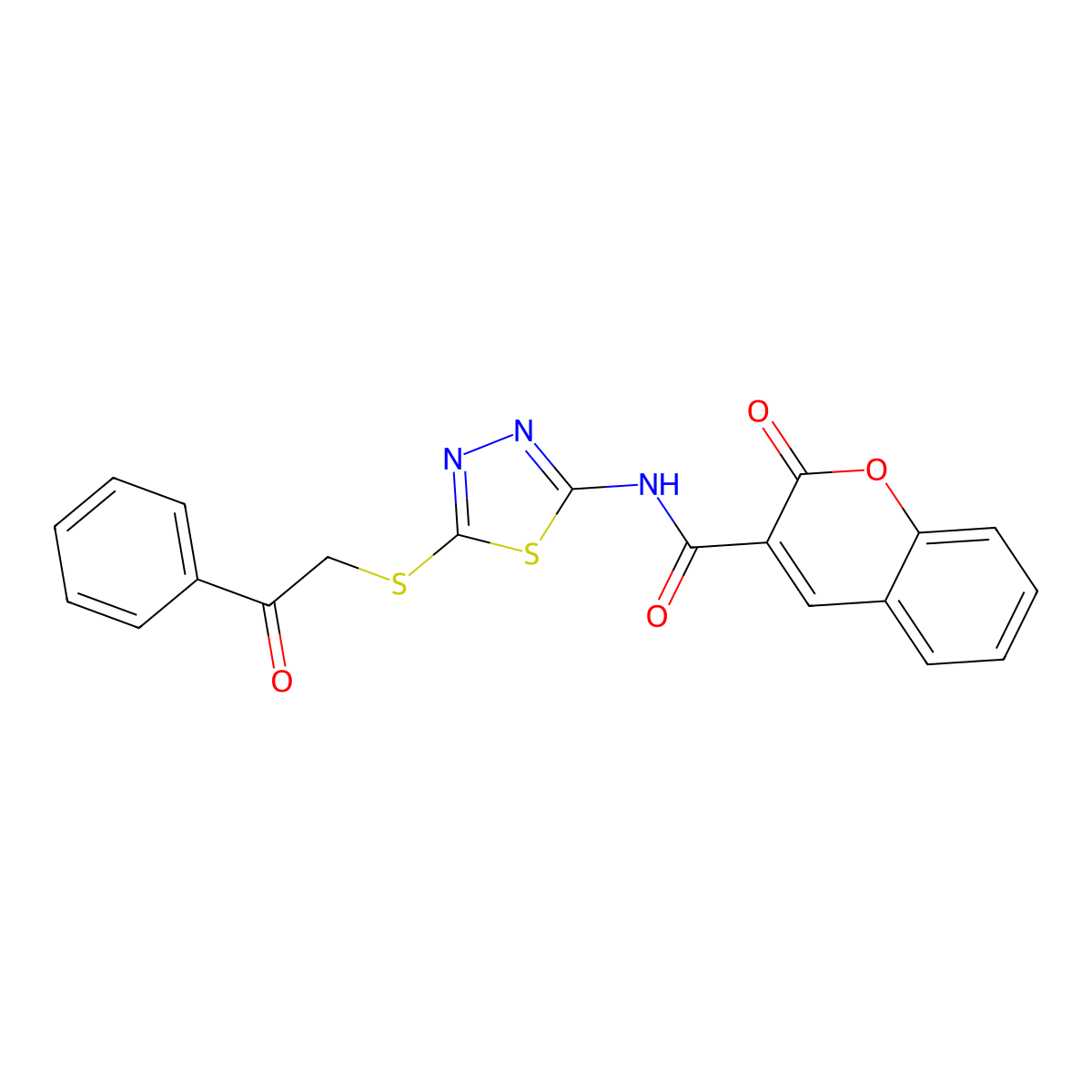 2-oxo-N-(5-phenacylsulfanyl-1,3,4-thiadiazol-2-yl)chromene-3-carboxamide molecular structure, CAS 476465-47-1