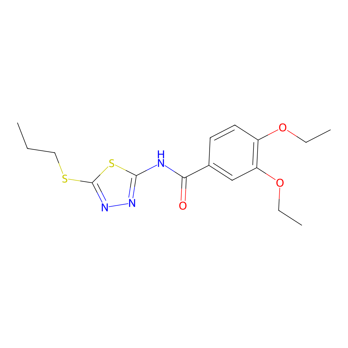 3,4-diethoxy-N-(5-(propylthio)-1,3,4-thiadiazol-2-yl)benzamide molecular structure, CAS 476465-72-2