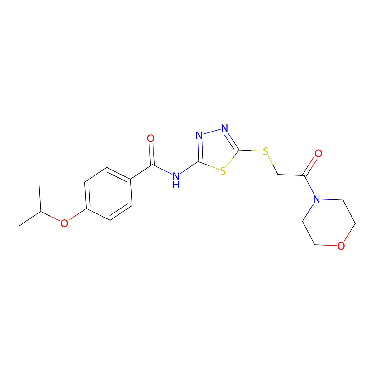 4-isopropoxy-N-(5-((2-morpholino-2-oxoethyl)thio)-1,3,4-thiadiazol-2-yl)benzamide molecular structure, CAS 476466-11-2
