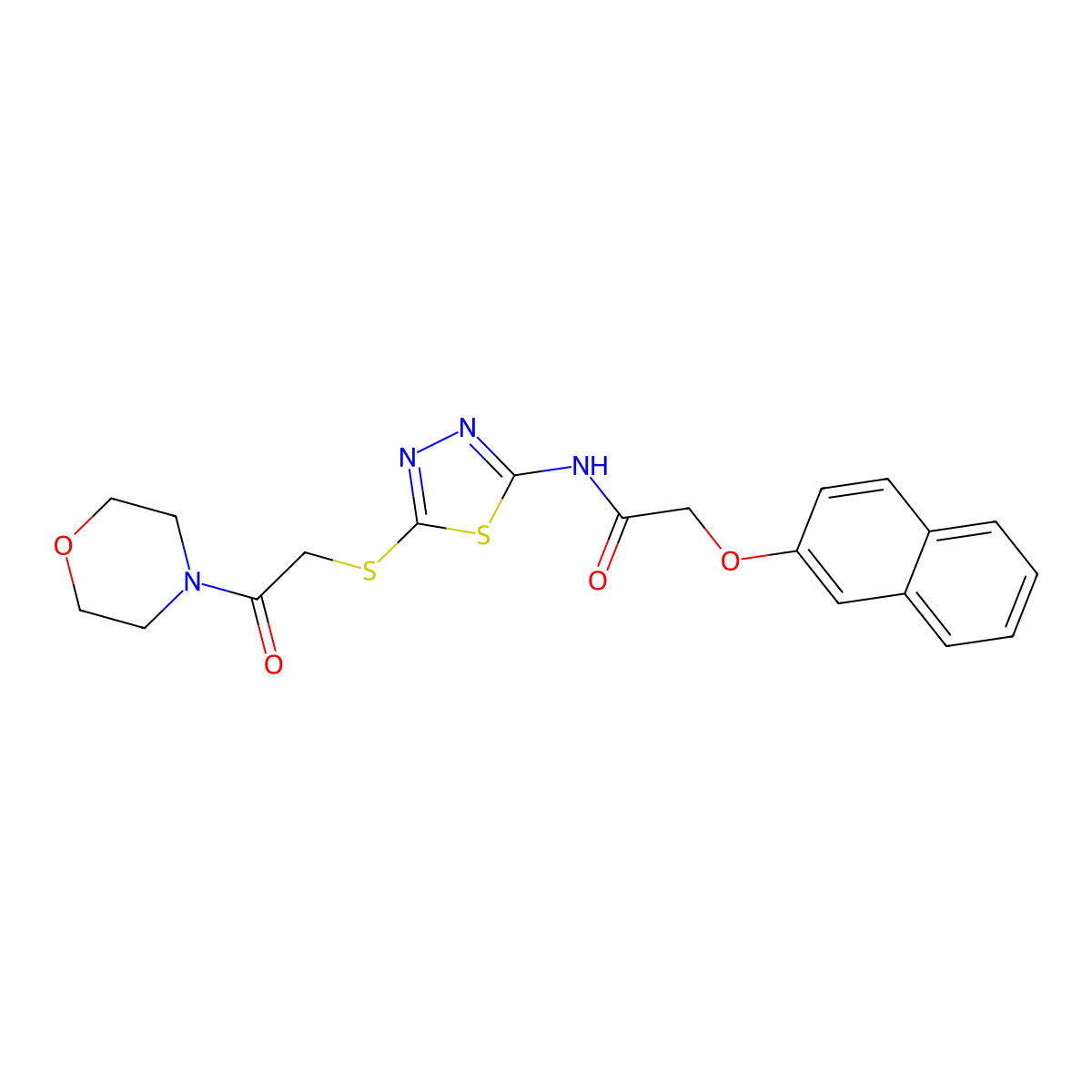 N-(5-((2-morpholino-2-oxoethyl)thio)-1,3,4-thiadiazol-2-yl)-2-(naphthalen-2-yloxy)acetamide molecular structure, CAS 476466-13-4