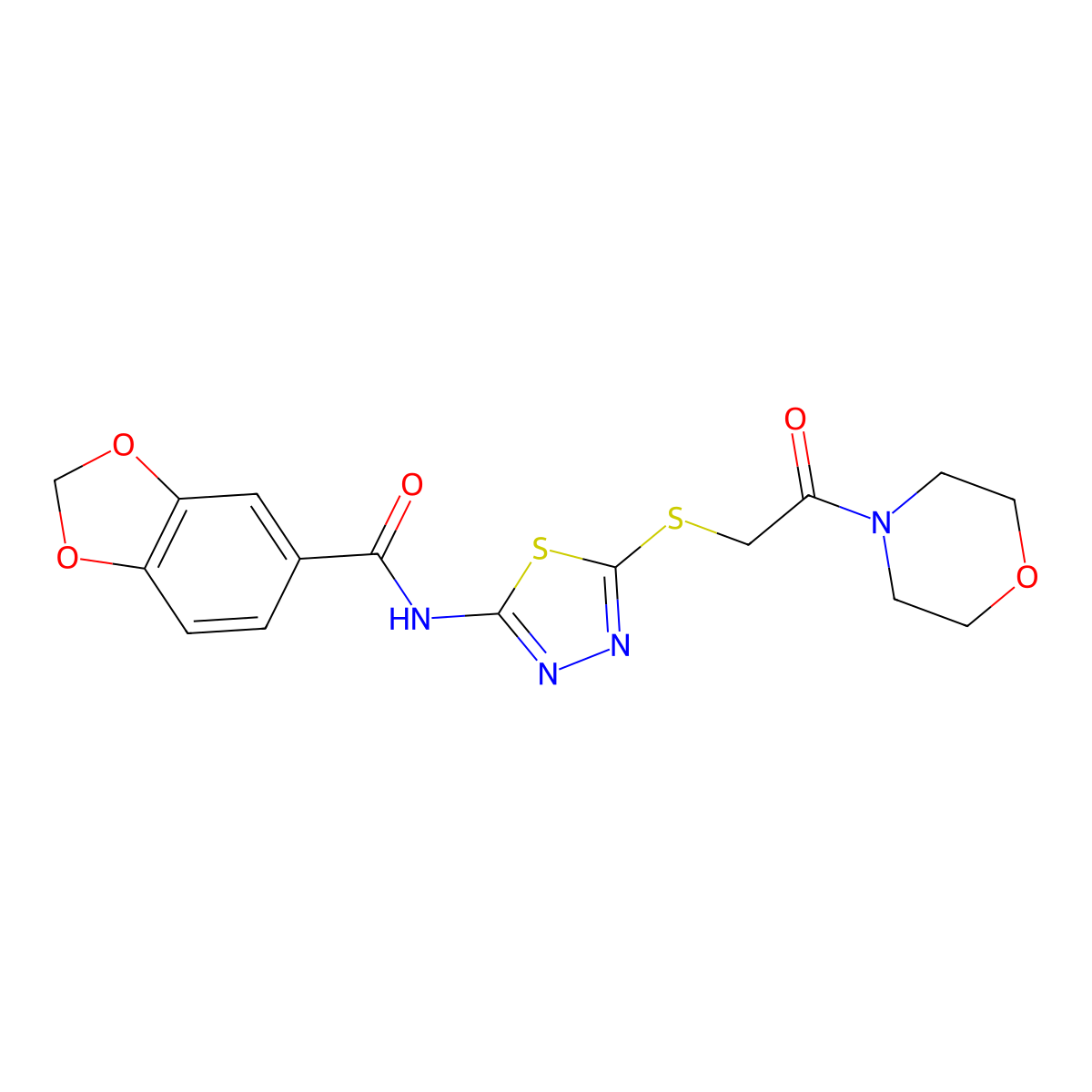 N-(5-((2-morpholino-2-oxoethyl)thio)-1,3,4-thiadiazol-2-yl)benzo[d][1,3]dioxole-5-carboxamide molecular structure, CAS 476466-15-6