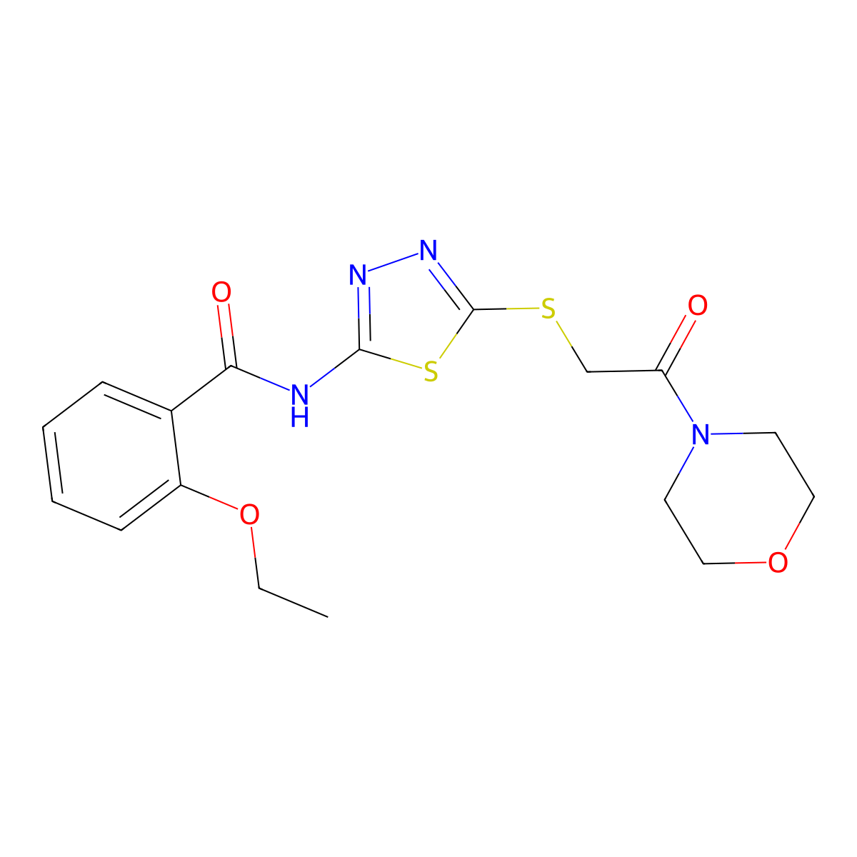 2-ethoxy-N-[5-(2-morpholin-4-yl-2-oxoethyl)sulfanyl-1,3,4-thiadiazol-2-yl]benzamide molecular structure, CAS 476466-18-9