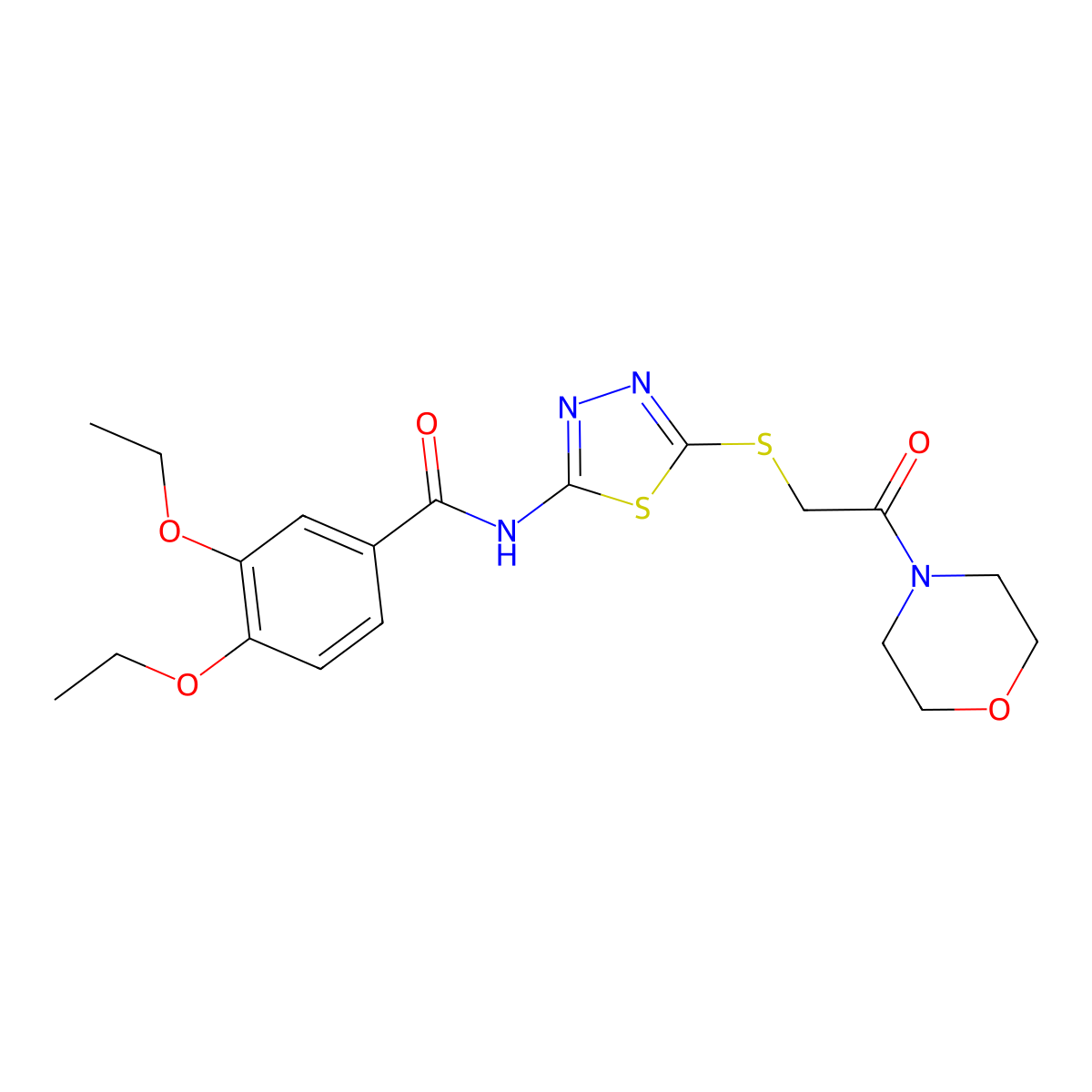 3,4-diethoxy-N-(5-((2-morpholino-2-oxoethyl)thio)-1,3,4-thiadiazol-2-yl)benzamide molecular structure, CAS 476466-19-0