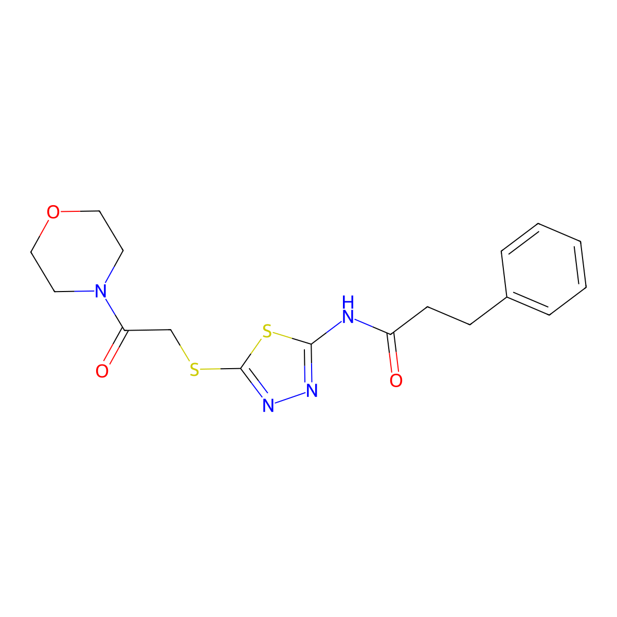 N-(5-{[2-(morpholin-4-yl)-2-oxoethyl]sulfanyl}-1,3,4-thiadiazol-2-yl)-3-phenylpropanamide molecular structure, CAS 476466-20-3