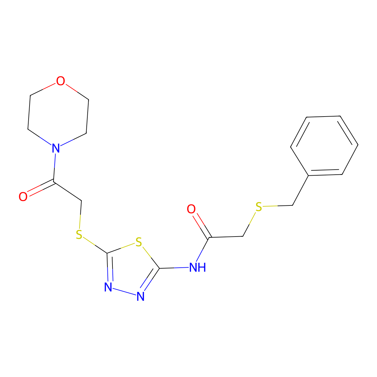 2-(benzylthio)-N-(5-((2-morpholino-2-oxoethyl)thio)-1,3,4-thiadiazol-2-yl)acetamide molecular structure, CAS 476466-22-5