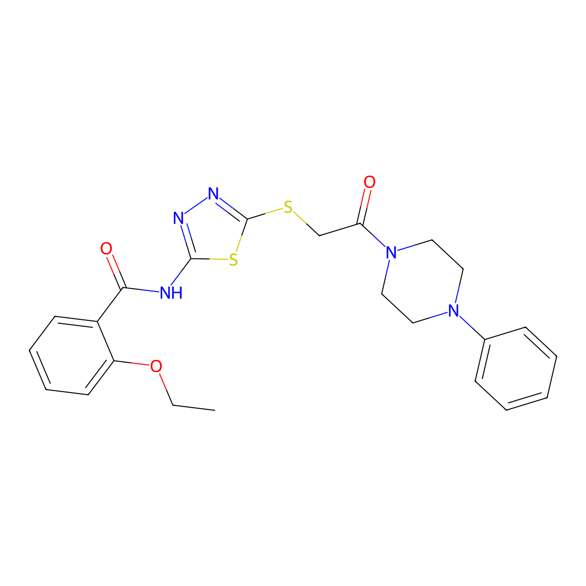 2-ethoxy-N-(5-((2-oxo-2-(4-phenylpiperazin-1-yl)ethyl)thio)-1,3,4-thiadiazol-2-yl)benzamide molecular structure, CAS 476466-33-8