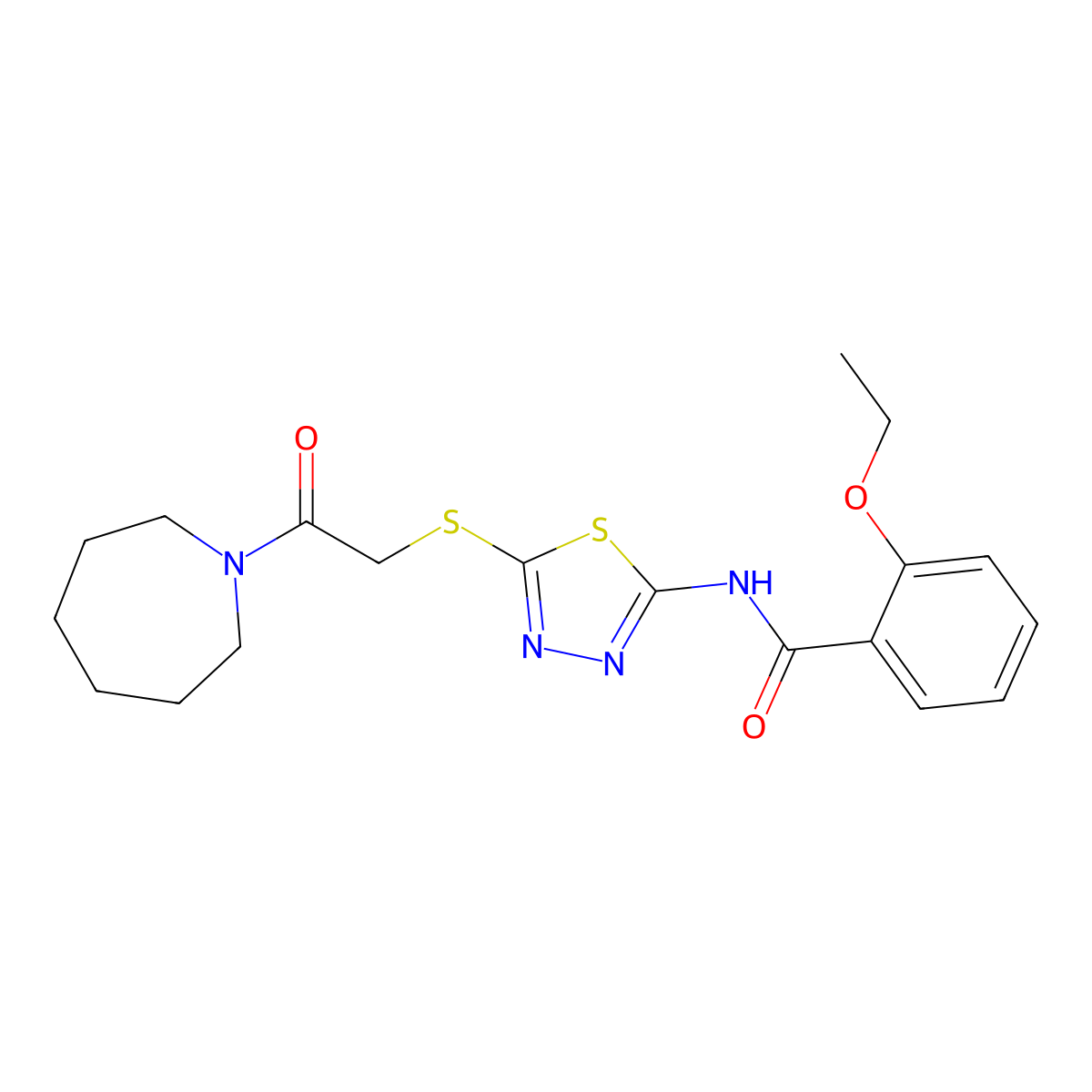 N-(5-((2-(azepan-1-yl)-2-oxoethyl)thio)-1,3,4-thiadiazol-2-yl)-2-ethoxybenzamide molecular structure, CAS 476466-63-4