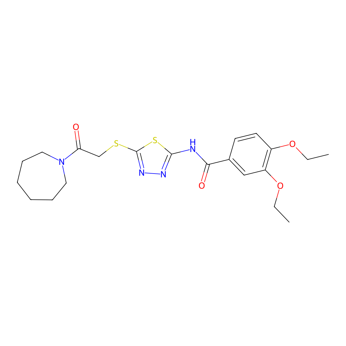 N-(5-{[2-(azepan-1-yl)-2-oxoethyl]sulfanyl}-1,3,4-thiadiazol-2-yl)-3,4-diethoxybenzamide molecular structure, CAS 476466-64-5