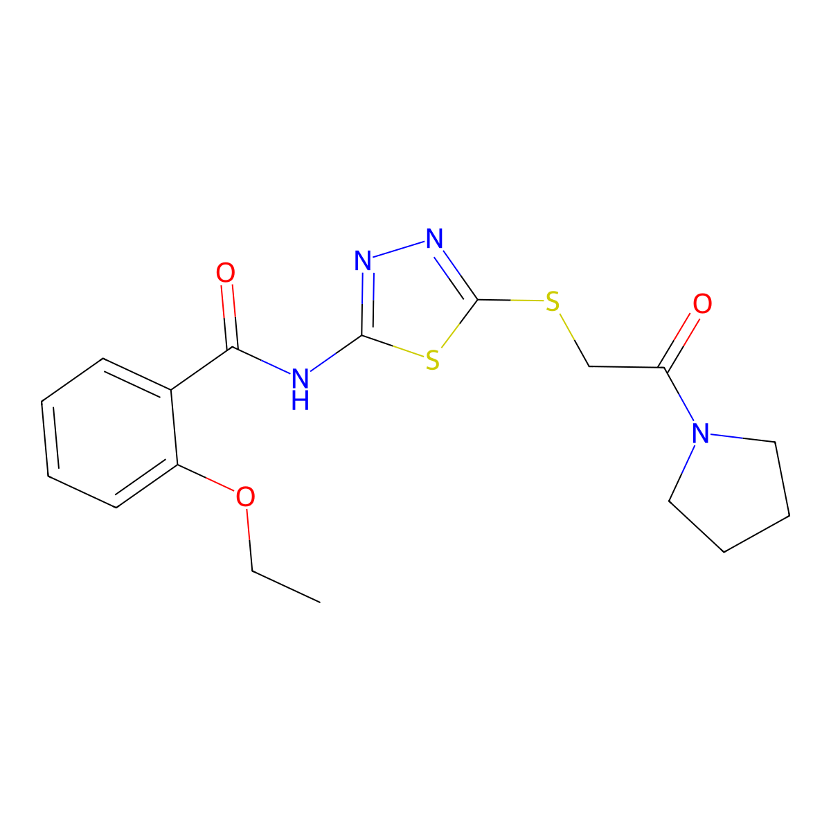 2-ethoxy-N-[5-(2-oxo-2-pyrrolidin-1-ylethyl)sulfanyl-1,3,4-thiadiazol-2-yl]benzamide molecular structure, CAS 476466-78-1