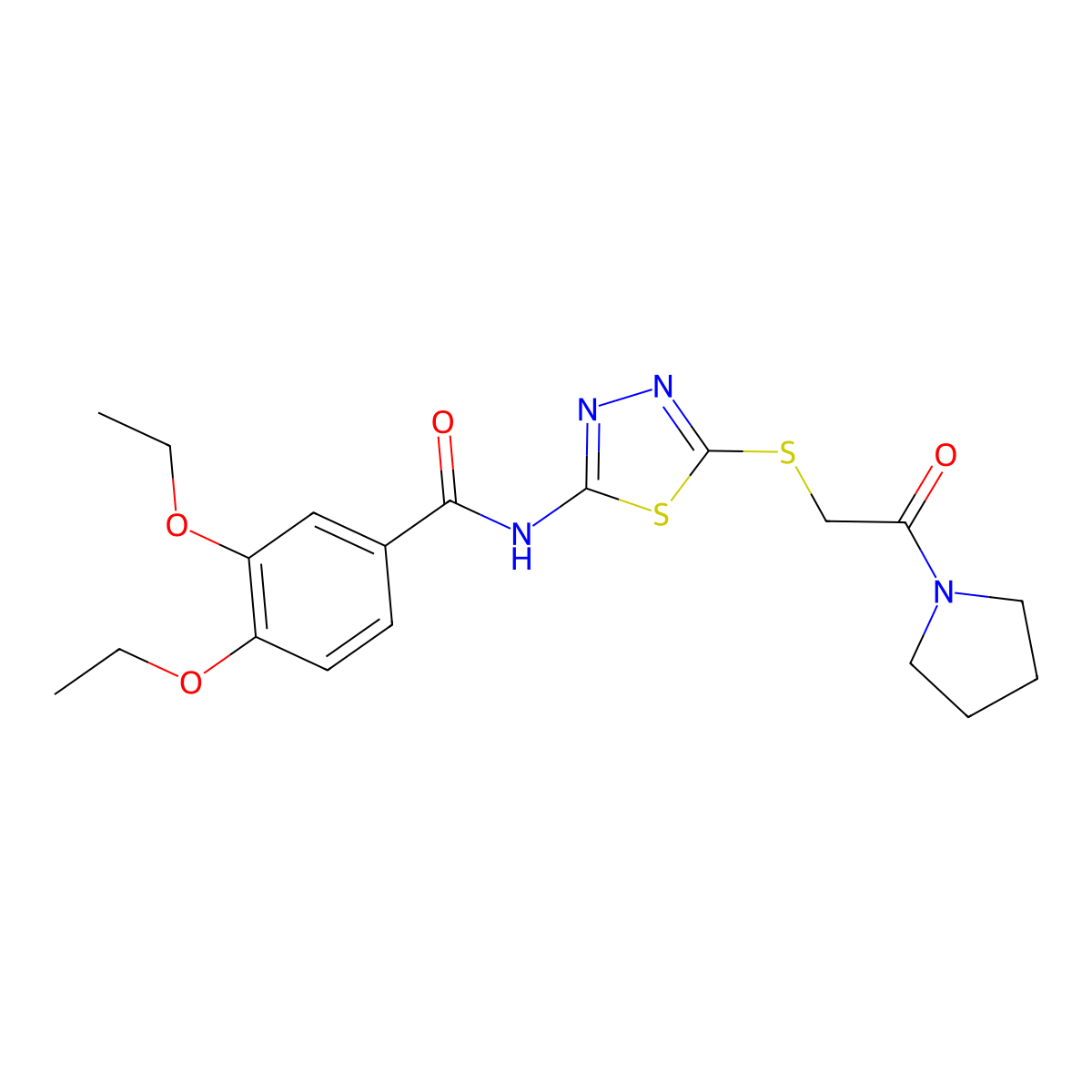 3,4-diethoxy-N-(5-{[2-oxo-2-(pyrrolidin-1-yl)ethyl]sulfanyl}-1,3,4-thiadiazol-2-yl)benzamide molecular structure, CAS 476466-79-2