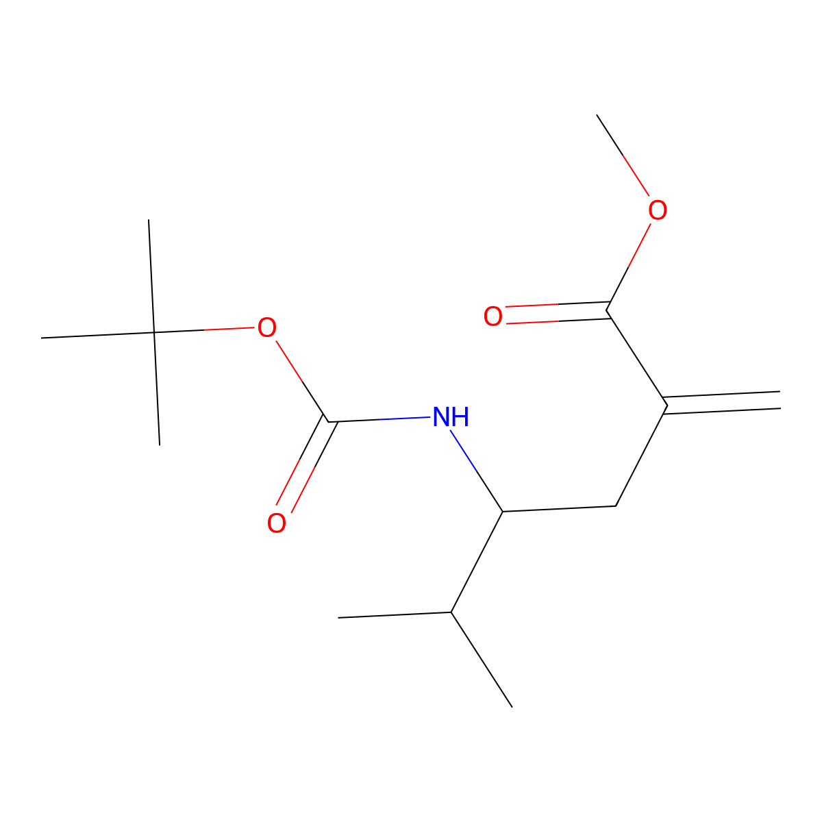 methyl (4R)-4-{[(tert-butoxy)carbonyl]amino}-5-methyl-2-methylidenehexanoate molecular structure, CAS 476469-34-8