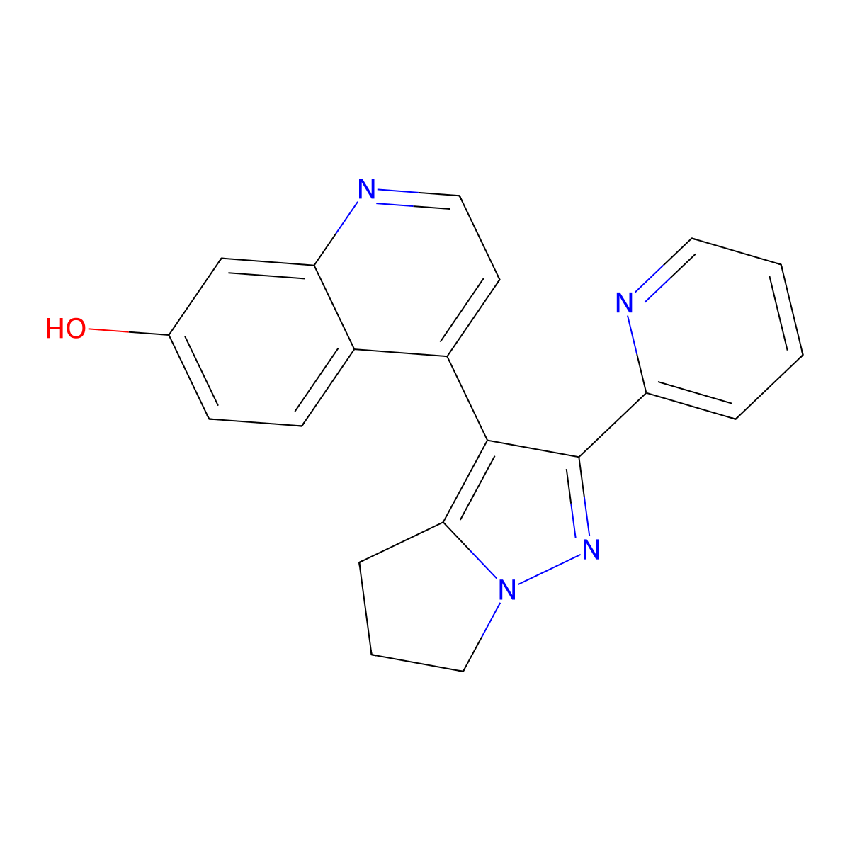 4-(2-(Pyridin-2-yl)-5,6-dihydro-4H-pyrrolo[1,2-b]pyrazol-3-yl)quinolin-7-ol molecular structure, CAS 476474-11-0
