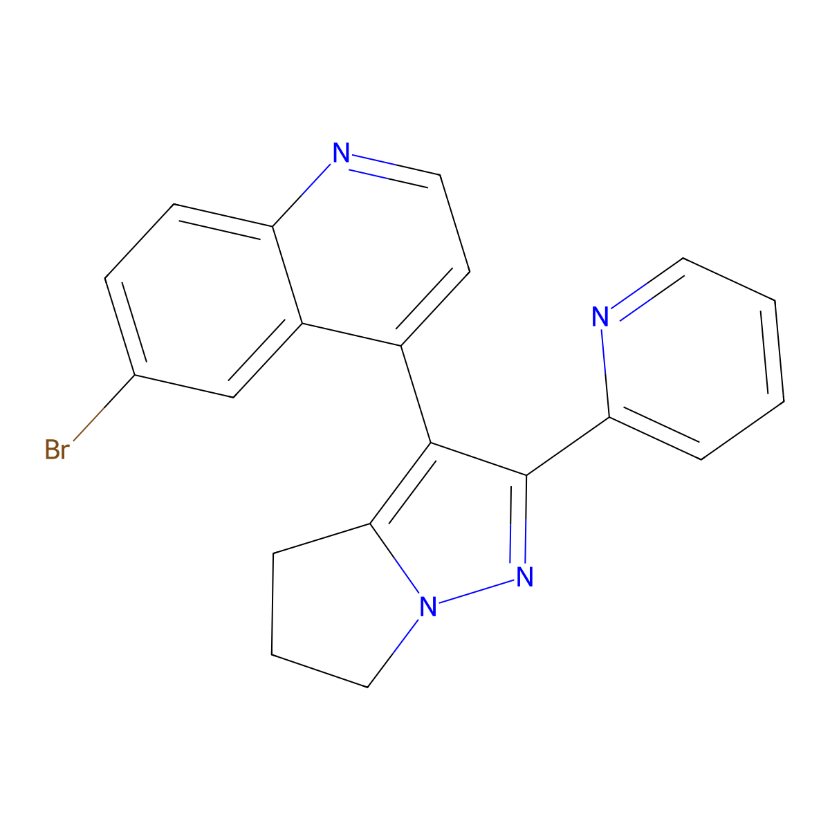 6-bromo-4-(2-(pyridin-2-yl)-5,6-dihydro-4H-pyrrolo[1,2-b]pyrazol-3-yl)quinoline molecular structure, CAS 476474-31-4