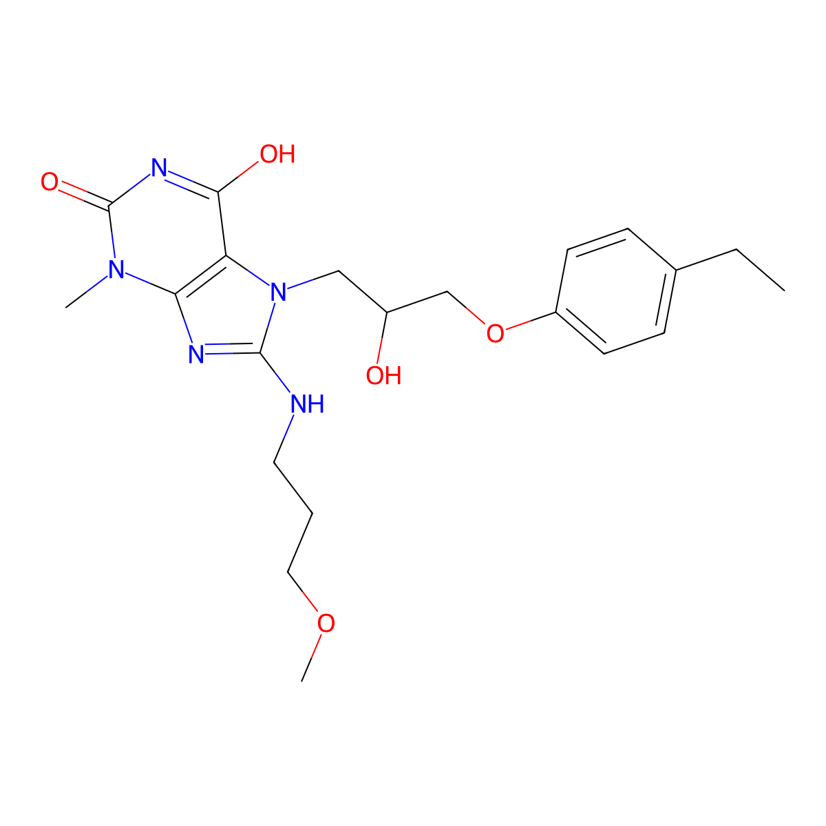 7-[3-(4-Ethylphenoxy)-2-hydroxypropyl]-8-[(3-methoxypropyl)amino]-3-methyl-3,7-dihydro-1H-purine-2,6-dione molecular structure, CAS 476479-90-0