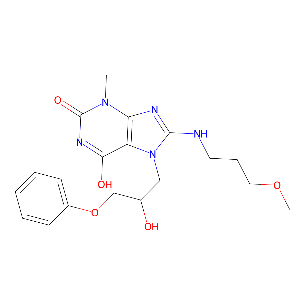 7-(2-Hydroxy-3-phenoxypropyl)-8-[(3-methoxypropyl)amino]-3-methyl-3,7-dihydro-1H-purine-2,6-dione molecular structure, CAS 476479-91-1