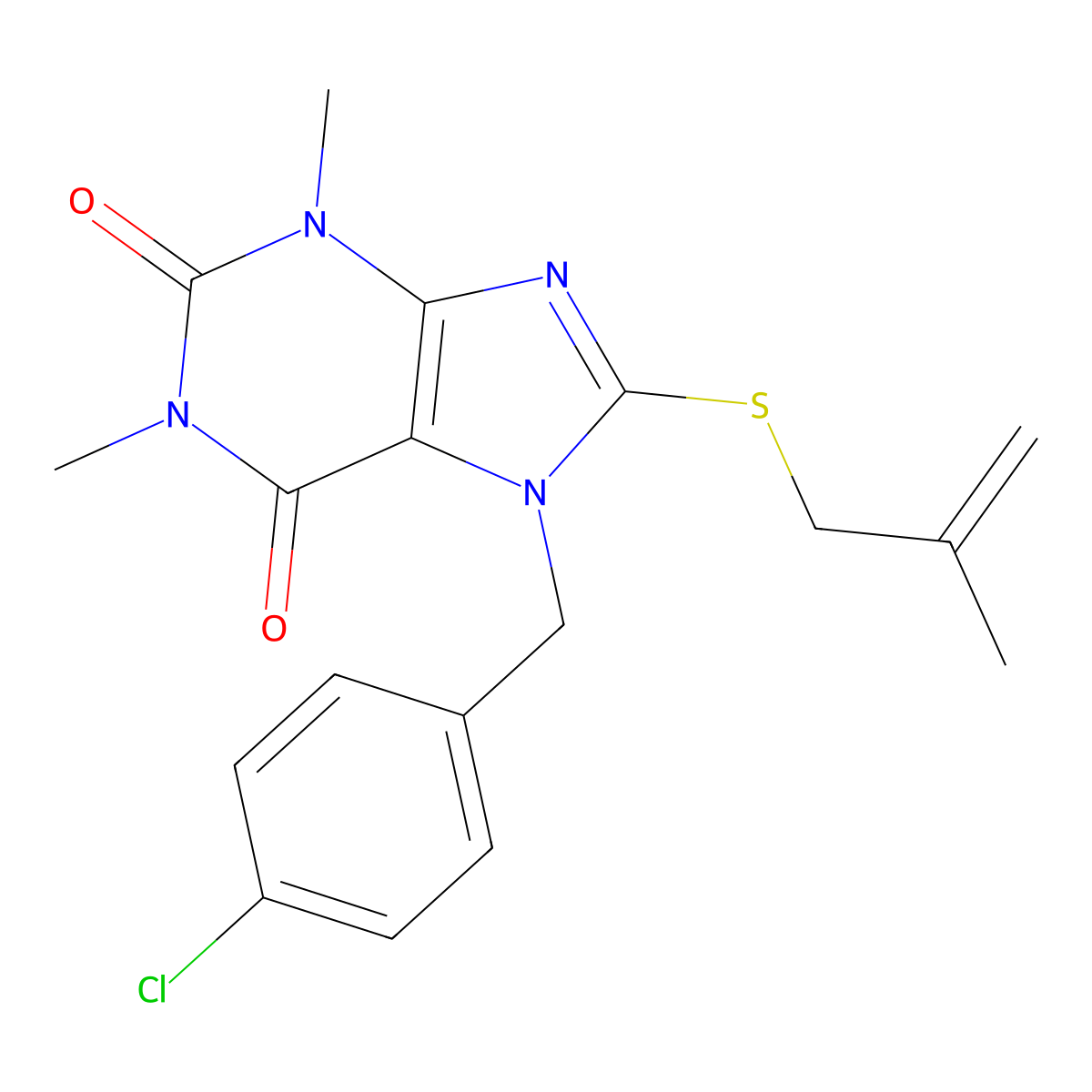 7-(4-Chlorobenzyl)-1,3-dimethyl-8-[(2-methyl-2-propenyl)sulfanyl]-3,7-dihydro-1H-purine-2,6-dione molecular structure, CAS 476479-92-2
