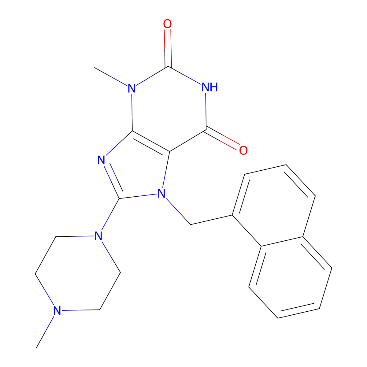 3-ME-8-(4-ME-1-Piperazinyl)-7-(1-naphthylmethyl)-3,7-dihydro-1H-purine-2,6-dione molecular structure, CAS 476479-98-8