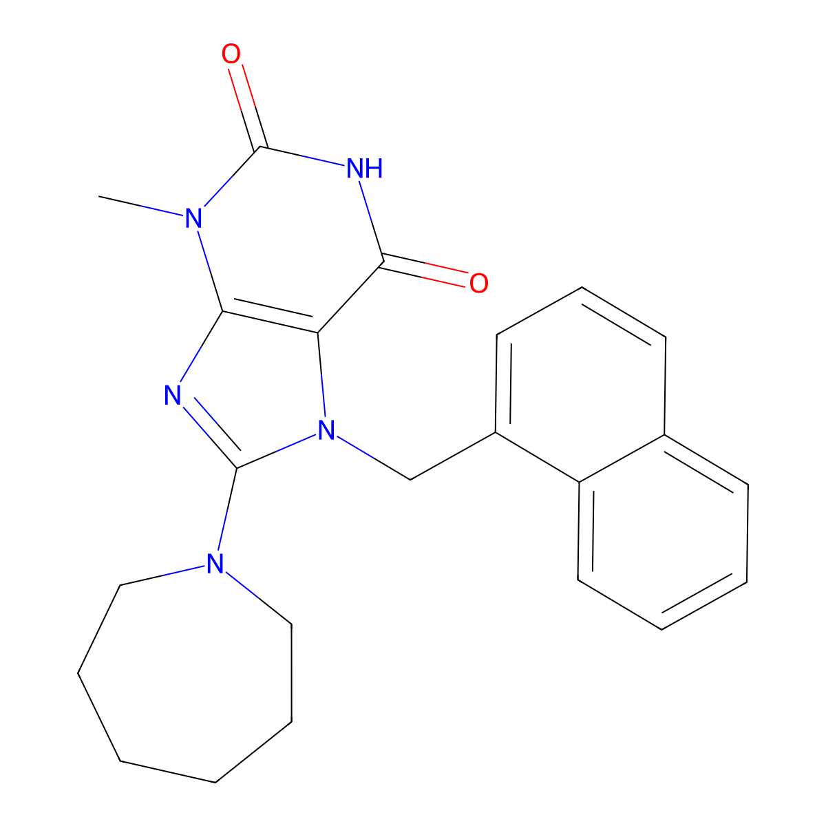 8-(1-Azepanyl)-3-methyl-7-(1-naphthylmethyl)-3,7-dihydro-1H-purine-2,6-dione molecular structure, CAS 476480-09-8