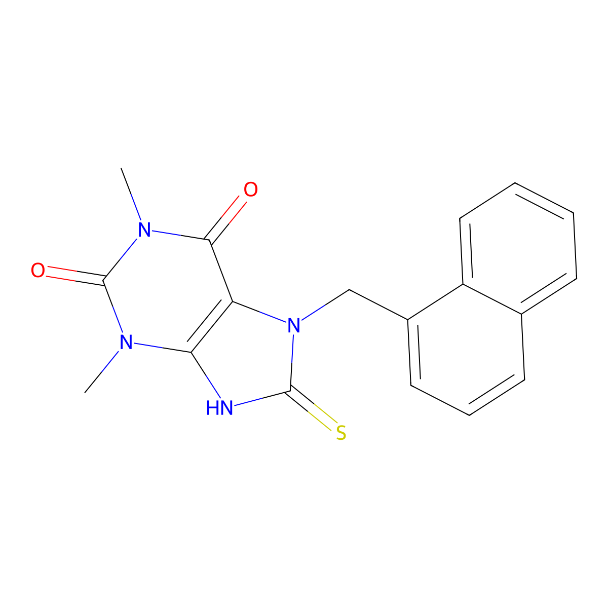 8-Mercapto-1,3-dimethyl-7-(1-naphthylmethyl)-3,7-dihydro-1H-purine-2,6-dione molecular structure, CAS 476480-17-8
